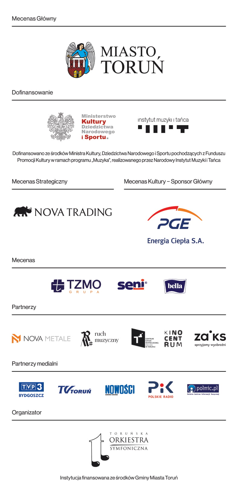 Logotypy Mecenasów, Sponsorów i Partnerów projektu Wielcy kompozytorzy - wielkie jubileusze
