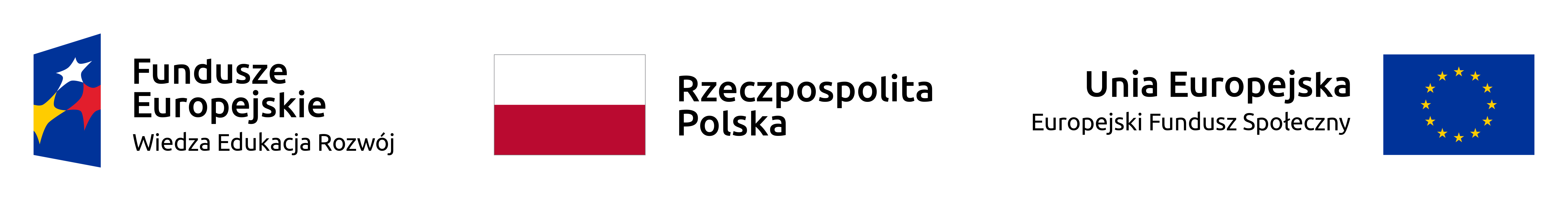 Logotypy: Fundusze Europejskie Wiedza Edukacja Rozwój, Rzeczpospolita Polska, Unia Europejska Europejski Fundusz Społeczny