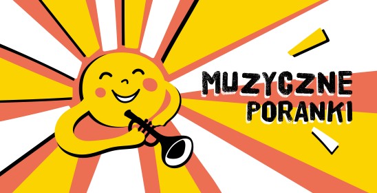 projekt graficzny projektu muzyczne poranki - uśmiechnięte słońce z trąbką