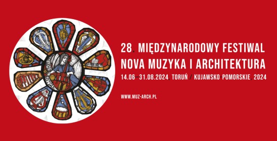 plakat z logo i napisem 28. Międzynarodowy Festiwal Nova Muzyka i Architektura 