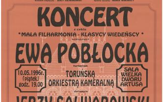 Plakat - Koncert z cyklu "Mała filharmonia - Klasycy Wiedeńscy" w dniu 10 maja 1996 roku