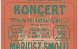 Plakat - Koncert z cyklu "Muzyka dla Ciebie - Karnawał wczoraj i dziś" w dniu 14 stycznia 1996 roku