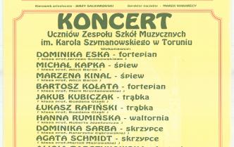 Plakat - Koncert uczniów ZSM w Toruniu w dniu 14 czerwca 1997 roku