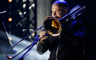 man playing the trombone