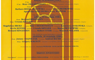 Plakat - XVII Międzynarodowy Festiwal W barwach jesieni w dniach 17-20 wrześnie 1998 r.