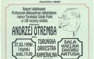 Koncert dedykowany prof. Aleksandrowi Jablonskiemu w dniu 27 lutego 1998r. 