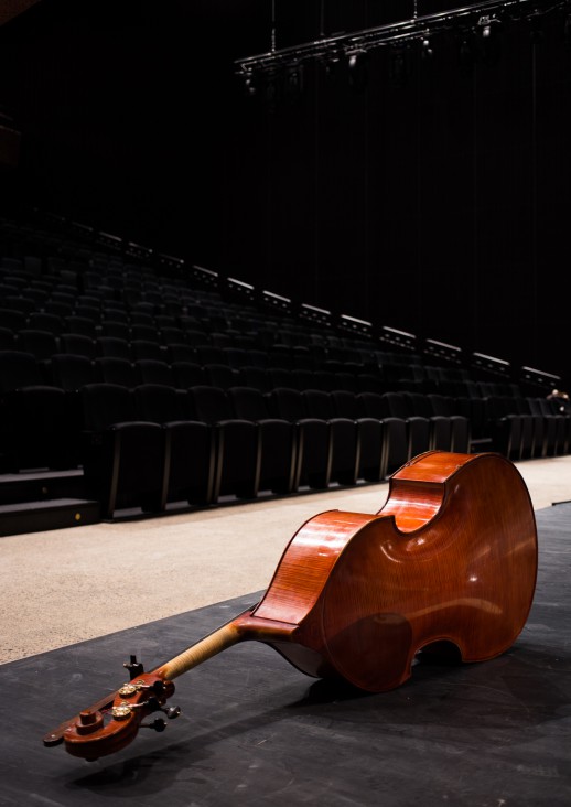 cello lying on the stage